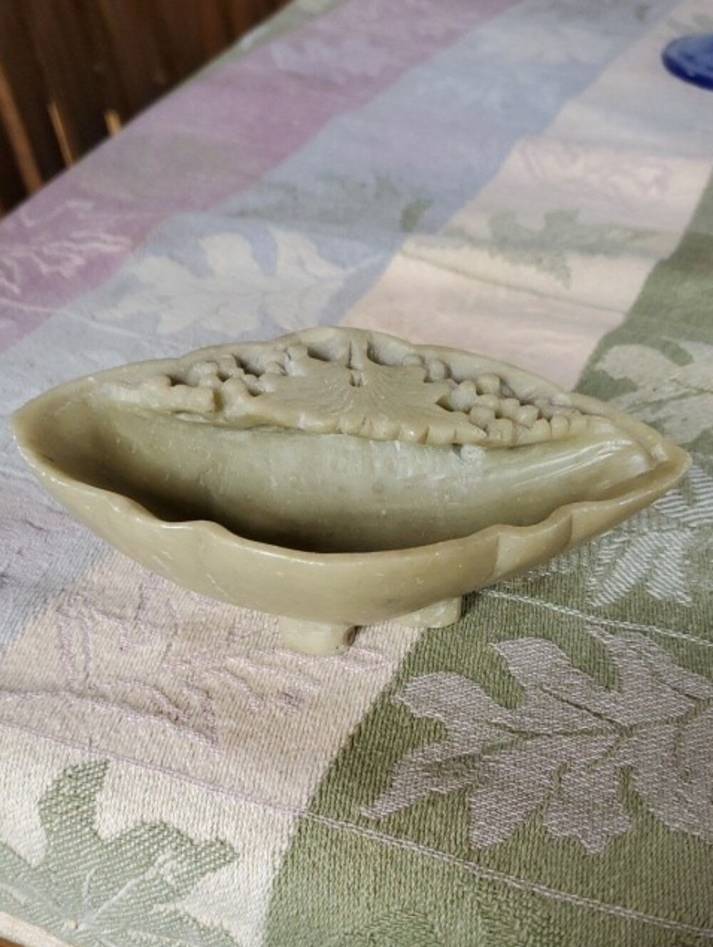 Antique Chinese Carved Soap Stone Brush Cleaning Bowl 5" .X 3"